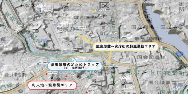 QGISマップ③：国土地理院の陰影起伏図と地価公示データ